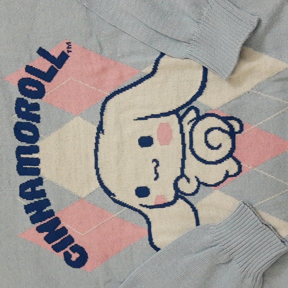 Cinnamoroll Jacquard Knit Argyle Sweater Sanrio Hello Kitty Sz 1X - Picture 2 of 13